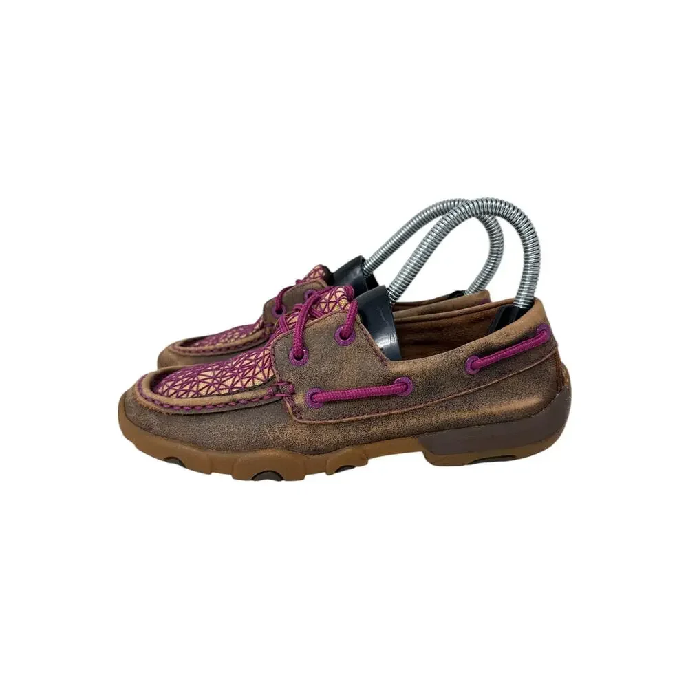 Twisted X Casual Boat‎ Shoes Womens Driving Mocs 5.5M Brown Leather WDM0066